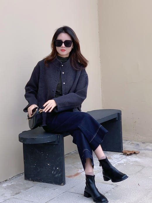 【百图lulu定制】【恒温羊毛外套】两穿 立领翻领 羊毛  软糯 温暖 显高 夹克 呢子外套 商品图6