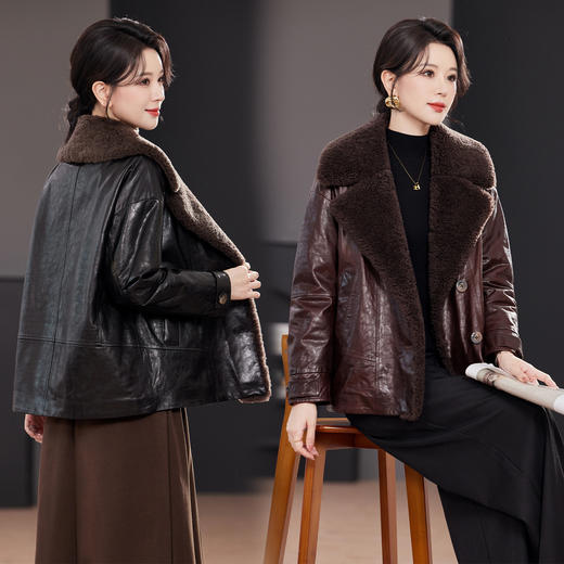 TC 23572绵羊皮真皮毛一体皮草鹅绒外套派克羽绒服 商品图0