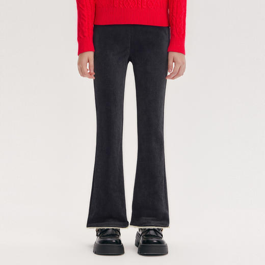 笛莎Deesha 童装女童裤子2025冬新款甜美蕾丝边喇叭裤 商品图1