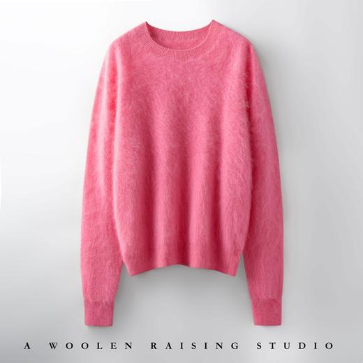 丁摩 山羊绒衫女拉绒圆领毛衣无缝慵懒风拉绒纯色羊毛针织N3330 商品图3