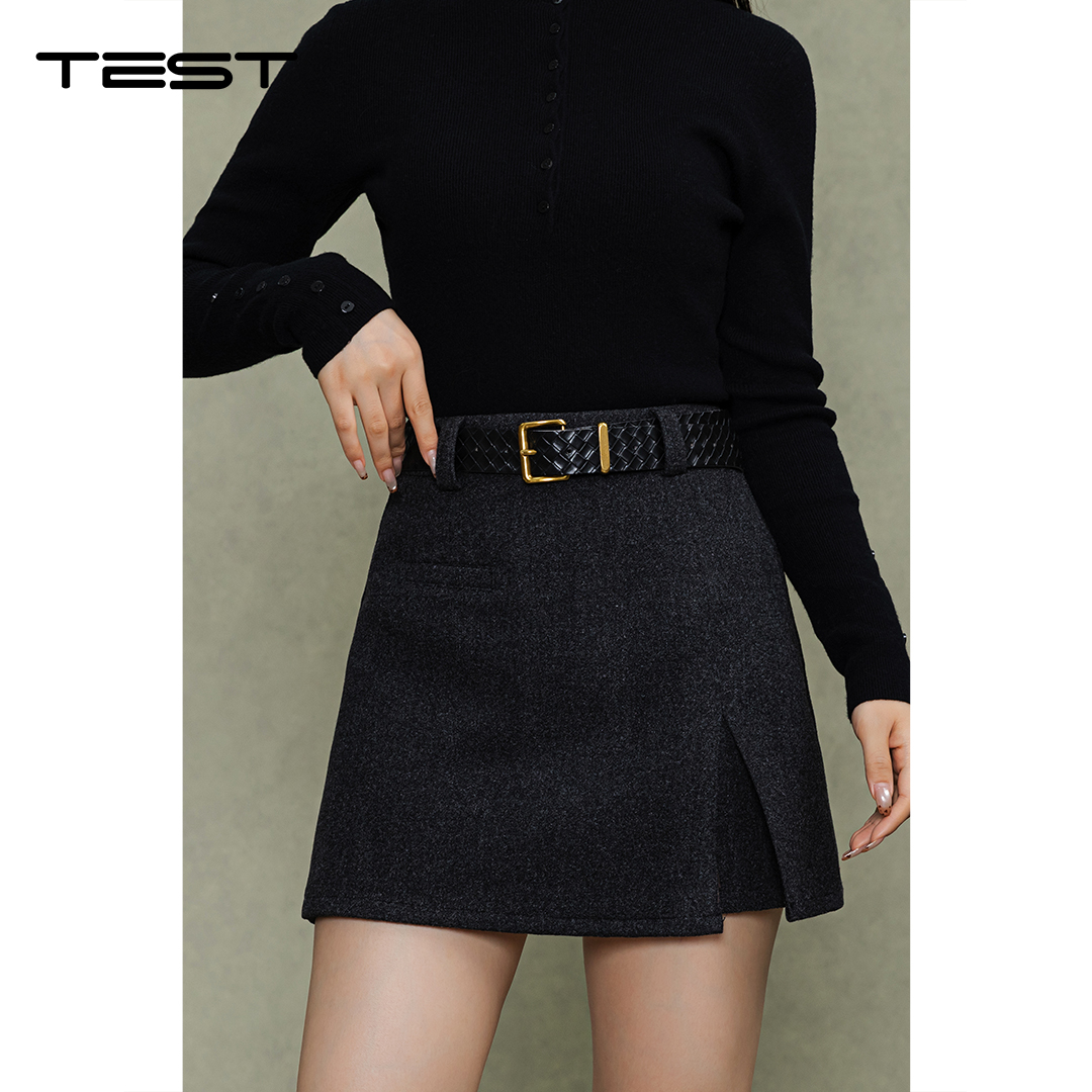 冬上新修身高腰显腿长复古风A字包裙3254048