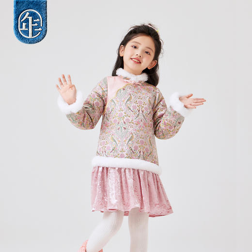 年衣童装旗袍裙冬季新款唐装连衣裙中式儿童加厚华年小景旗袍裙 商品图1