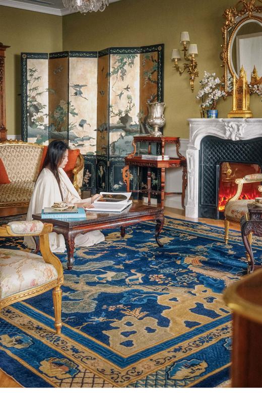 独角鹿西洋古董 1890年代中国晚清时期出品「百鸟朝凤」主题大型羊毛地毯 商品图1