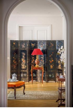 【已售】独角鹿西洋古董 20世纪中国出品博古花鸟主题百宝嵌双面六曲屏风