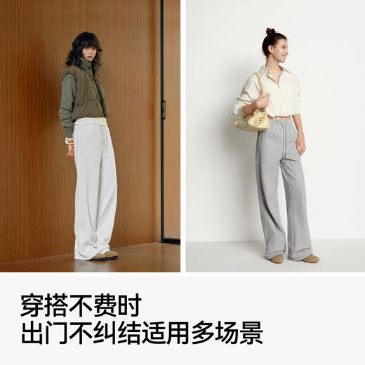 森马休闲裤女冬发热抑菌抓绒抽绳卫裤分割宽松2025新款百搭阔腿裤 商品图4