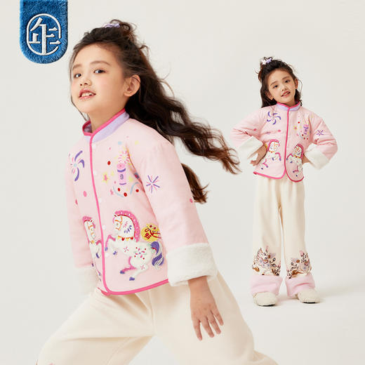 年衣童装儿童唐装冬季新款男女童中式国风加绒喜乐戏马唐装 商品图2