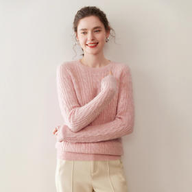 「高货rg」全新升级【铂金会员367/天猫499/差价132】(10715)洛诗琳时尚圆领羊绒衫2025冬季气质绞花软糯保暖针织毛衣