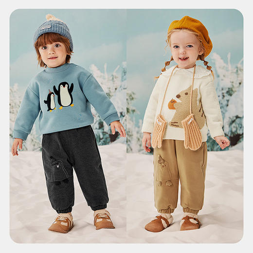 迷你巴拉巴拉男女童宝宝裤子2025冬新品保暖内里加绒柔软长裤 商品图2