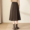 百媚生 高腰咖色伞裙半身裙女秋冬毛呢a字裙6615 商品缩略图2