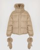 Yves Salomon - DOWN JACKET MADE WITH LORO PIANA FLANNEL/FOX - DUNE - 女装 - 羽绒服 - 沙色 商品缩略图0