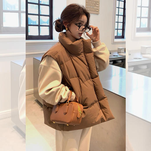 西遇外穿马甲背心女冬季新款韩版宽松立领坎肩百搭马甲外套SS051739 商品图2