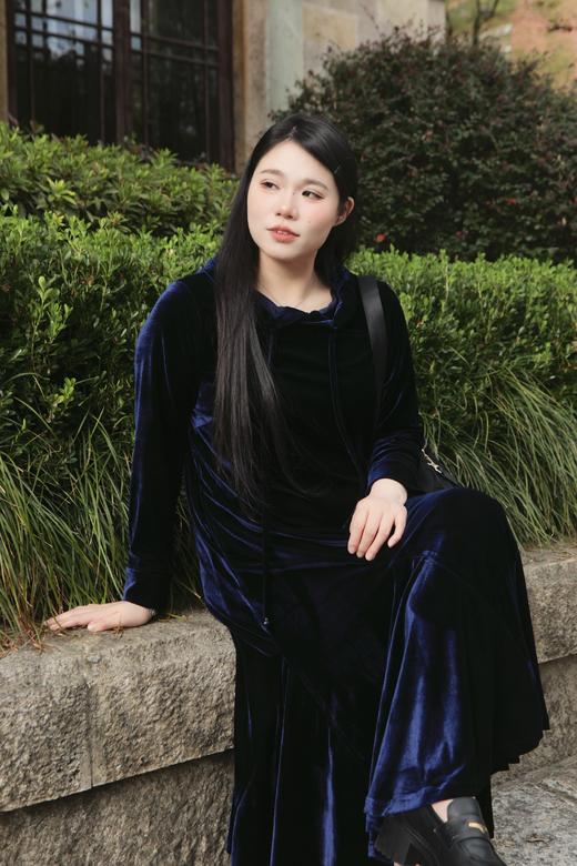 现货，今天发货【丝绒蓝宝石 鱼尾连衣裙】正码正拍！【模特身高168，体重150，穿2码参考】比一般丝绒裙耗料多好几米，重工法式高级感，丝绒长裙，气质连衣裙秋冬新款 商品图12