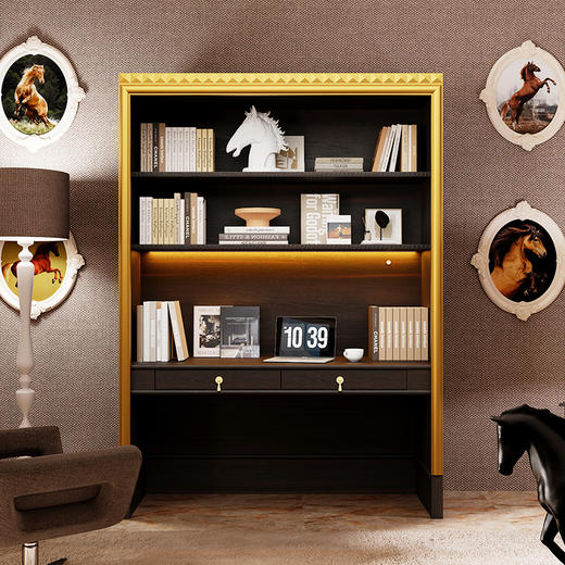 喜梦宝墨骐高定新古典轻奢实木书架洛可可浮饰装饰柜收纳柜 商品图1