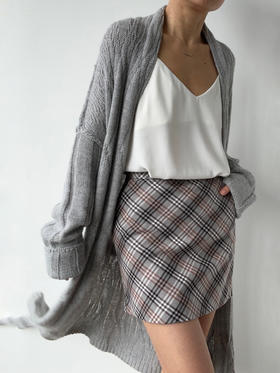 TU｜C05AW24-KW10- 针织绞花中长开衫 [ BK00黑 / GY00灰]