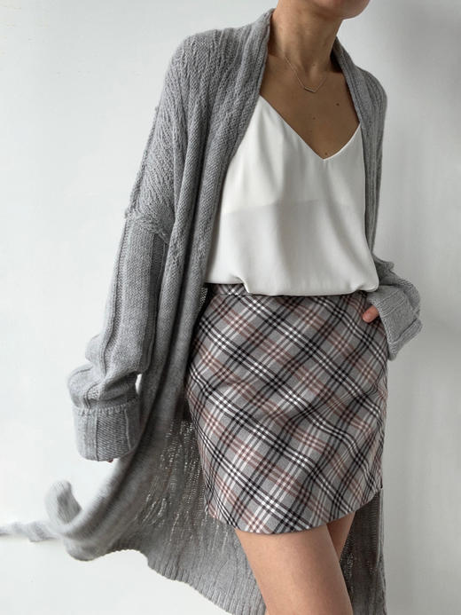 TU｜C05AW24-KW10- 针织绞花中长开衫 [ BK00黑 / GY00灰] 商品图0