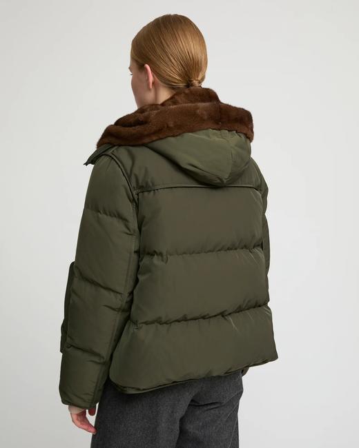 Yves Salomon - DOWN JACKET TECHNICAL FABRIC/MINK - ARMY GREEN/LUNA - 女装 - 羽绒服 - 军绿色 商品图6