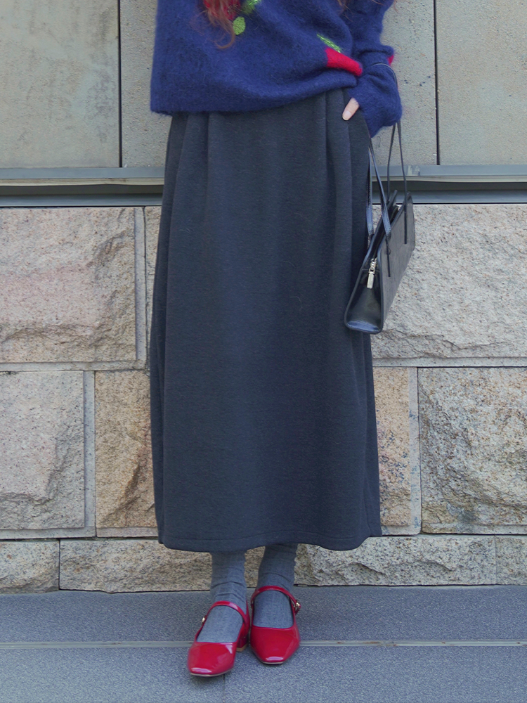 中高松紧腰显瘦褶裥花苞半裙FCF3SKT132