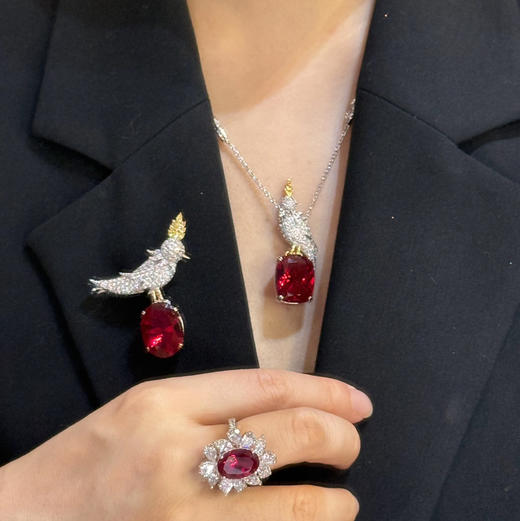 GAONAS  传奇皇冠鸟 经典贵气红色胸针11392ZR 商品图5
