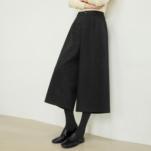 【10/29新品】熙世界锁温羊毛呢直筒八分裤女2025秋冬新款高腰小个子休闲阔腿裤 商品图4