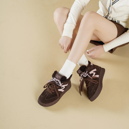 Westory2025年冬季平底高帮保暖毛毛鞋休闲撞色运动鞋S25DM86071 商品图4