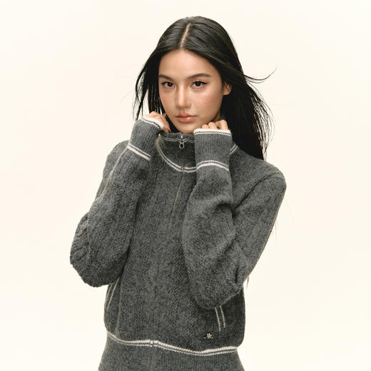 Ariseism 美式复古立领毛衣外套女秋季新款上衣 商品图1