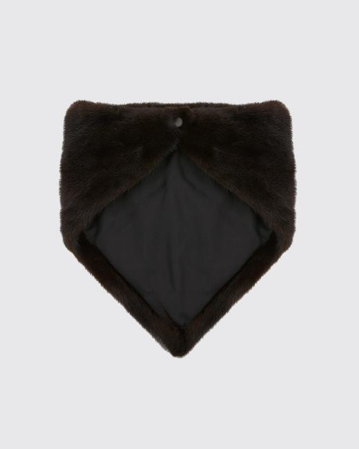 Yves Salomon - BANDANA MINK AND LEATHER - MAHOGANY - 配件 - 围脖 - 桃花心木棕 商品图2