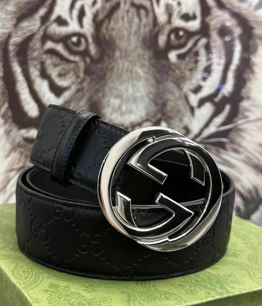 古家双G 平滑扣皮革皮带男女同款 商品图14