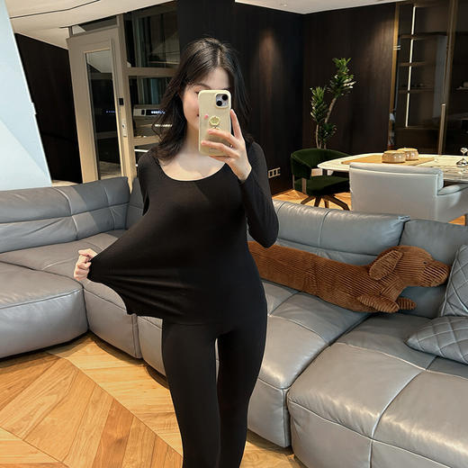 官网1228！爱家桑蚕丝莫代尔秋冬圆领女士秋衣秋裤高弹无痕桑蚕丝薄款保暖打底内衣套装 商品图6