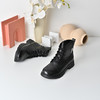经典鲨2025冬专柜新品百搭黑色牛皮革加绒保暖短筒马丁靴女KW296-558061 商品缩略图1
