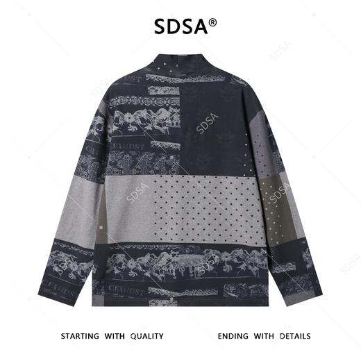 SDSA男士秋冬新款痞帅男装极简风拼色半高领长袖T恤休闲百搭上衣 商品图5