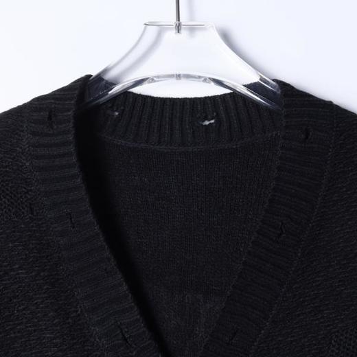 243019SDSA秋冬新款痞帅男装美式勾破纯色纽扣开衫毛衣百搭开衫针织衫 商品图1