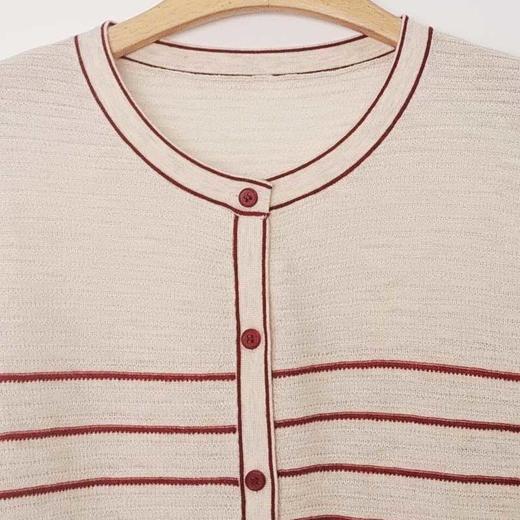 VIVIAN LIU薇薇安刘C2546307秋季女装新款条纹撞色毛织开衫 商品图2