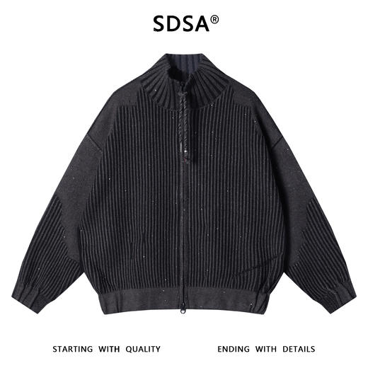 8806SDSA秋冬新款痞帅男装韩版拼接竖纹洒金立领毛衣百搭开衫针织衫 商品图1