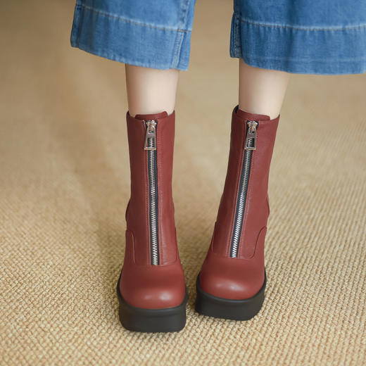 【预售5天】厚底增高马丁靴，英伦风真皮高跟时装靴ZMXY&ZM5189-1 商品图4