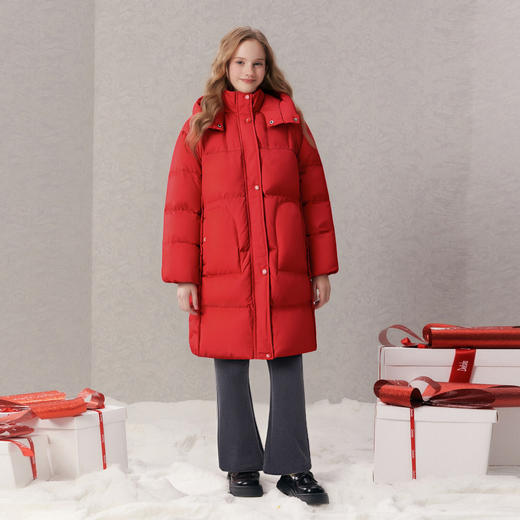 笛莎Deesha 童装女童羽绒服2025冬新款温暖连帽长款羽绒服 商品图2