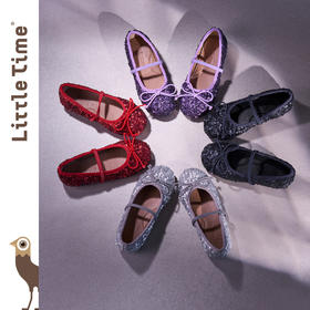 littletime女童皮鞋2025秋冬新款儿童亮片公主鞋演出软底单鞋