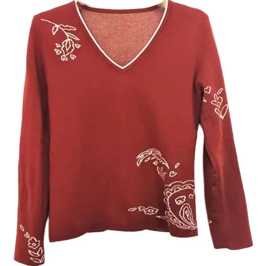 VIVIAN LIU薇薇安刘F2556301秋季女装新款v领提花修身毛衣 商品图4