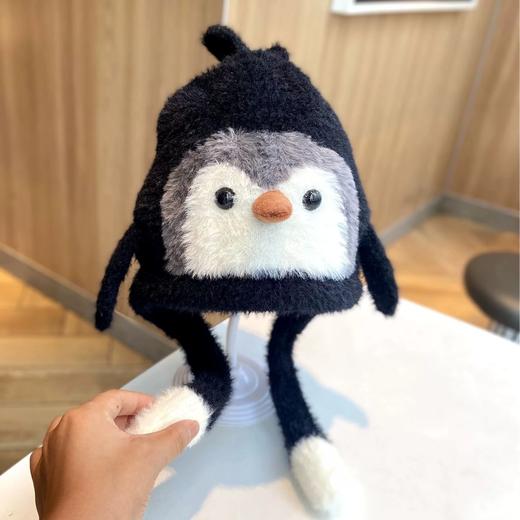 【捏捏响❗️萌萌企鹅包头帽】韩系潮童标配，防风保暖，毛绒柔软超舒适，冬季韩系男女童护耳帽户外保暖防风儿童毛绒帽子QQ 商品图5