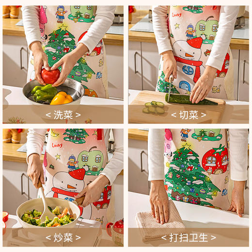 摩登主妇圣诞围裙厨房家用2025新款防水防油餐饮高级感年轻款罩衣 商品图2