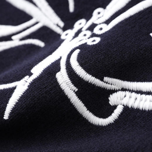 「高货wl」全新升级【铂金会员275/天猫369/差价94】(02511)洛诗琳2025秋冬美丽诺羊毛轻奢撞色绣花宽松加厚针织毛衣 商品图3