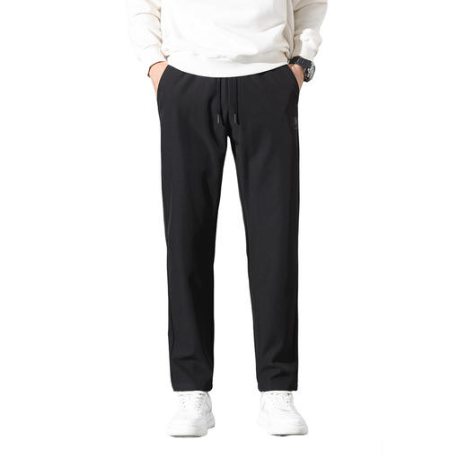 罗蒙秋冬男士休闲裤弹力双层纱复合梭织松紧裤显瘦通勤百搭日常长裤子 商品图7