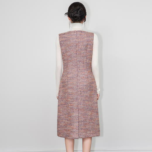 「高货wl」全新升级【铂金会员367/天猫489/差价122】(01110)洛诗琳2025秋冬法式温柔优雅小香风粗花呢加厚无袖连衣裙 商品图1