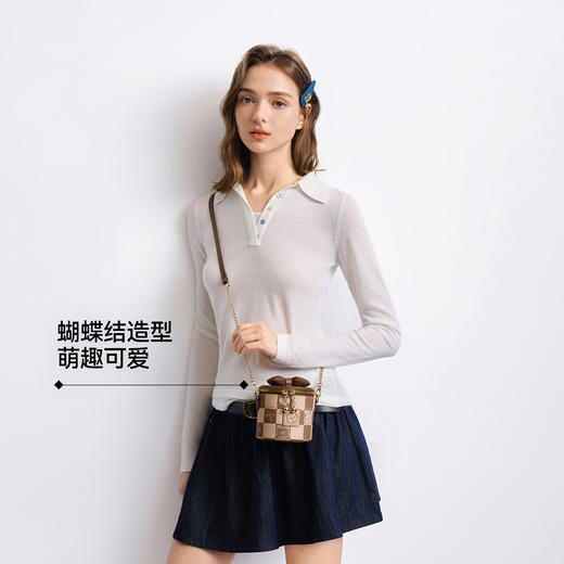 森马斜挎包女可爱小狗化妆盒子包棋盘格蝴蝶结小包包礼物2025新款 商品图2