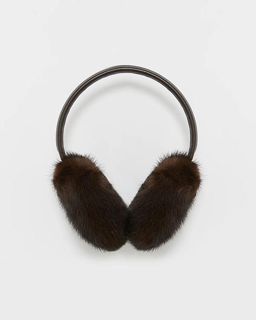 Yves Salomon - EARWARMER MINK AND LEATHER - MAHOGANY - 女装 - 配件 - 桃花心木棕 商品图0
