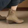 【预售5天】巨软羊皮中跟短靴，法式粗跟小踝靴显瘦圆头后拉链靴子YF&A90102 商品缩略图4
