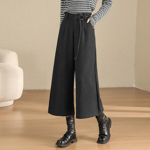 毛呢阔腿裤垂坠感高腰，A字显瘦八分裤洋气通勤时尚靴裤MYX-OZY-25222-L 商品图2