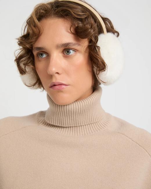 Yves Salomon - EARWARMER MINK AND LEATHER - PAVLOVA - 女装 - 配件 - 奶油色 商品图2