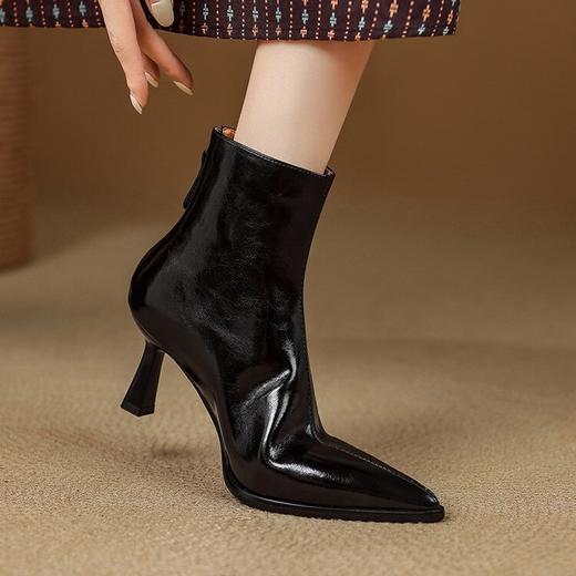 【预售5天】轻熟风优雅小性感瘦瘦靴秋冬通勤细跟高跟尖头真皮短靴女SLLK&sl-8128 商品图3