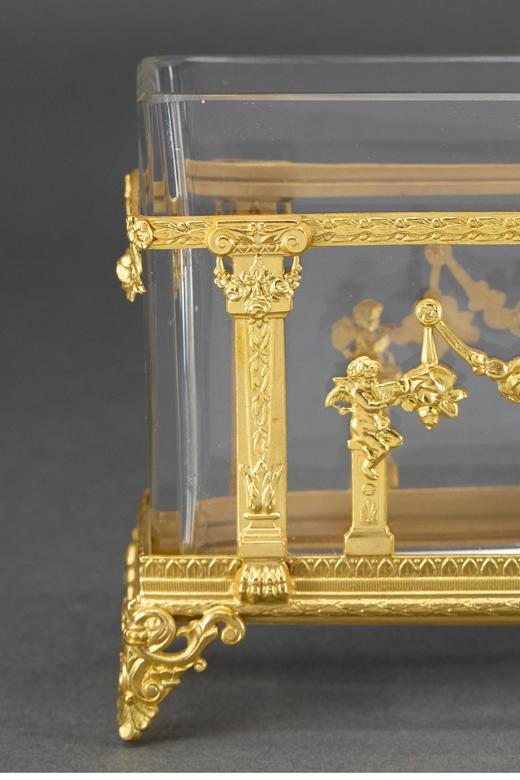 独角鹿西洋古董 路易十六风格天使奏乐主题铜鎏金精雕装饰水晶信架 商品图2