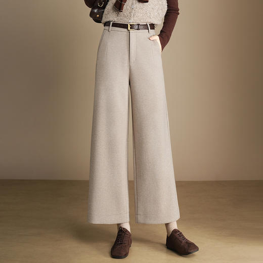 毛呢通勤阔腿裤小个子高腰九分裤，垂坠感修身直筒裤MYX-KDFY-72903-L 商品图1